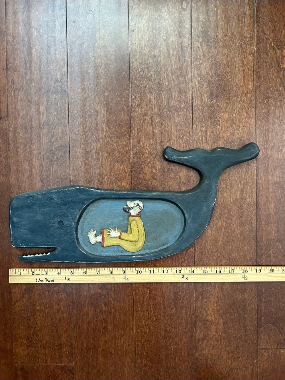 Vintage Folkart Wall Hanging, Jonah and the Whale, Artist Signed